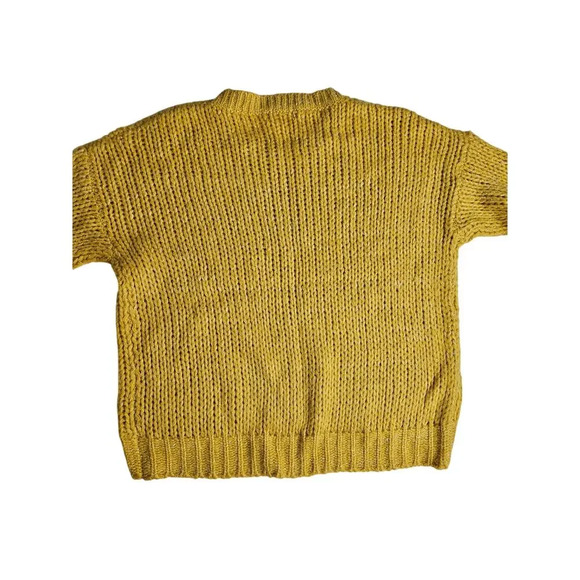 Superdown Revolve Shelia Sweater Silver Metallic Open Knit Pullover Mustard S - Picture 7 of 8